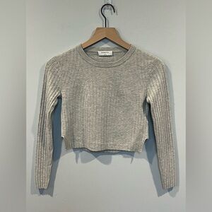 Babaton Aritzia Women's Nathaniel Crop Pullover Sweater in Gray Size Small